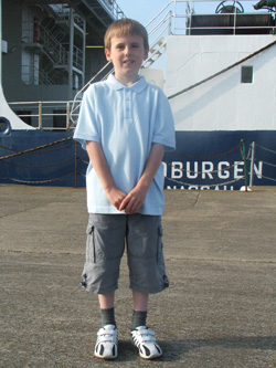 Peter Castellucci, 8, who appears as the young John McGuinness